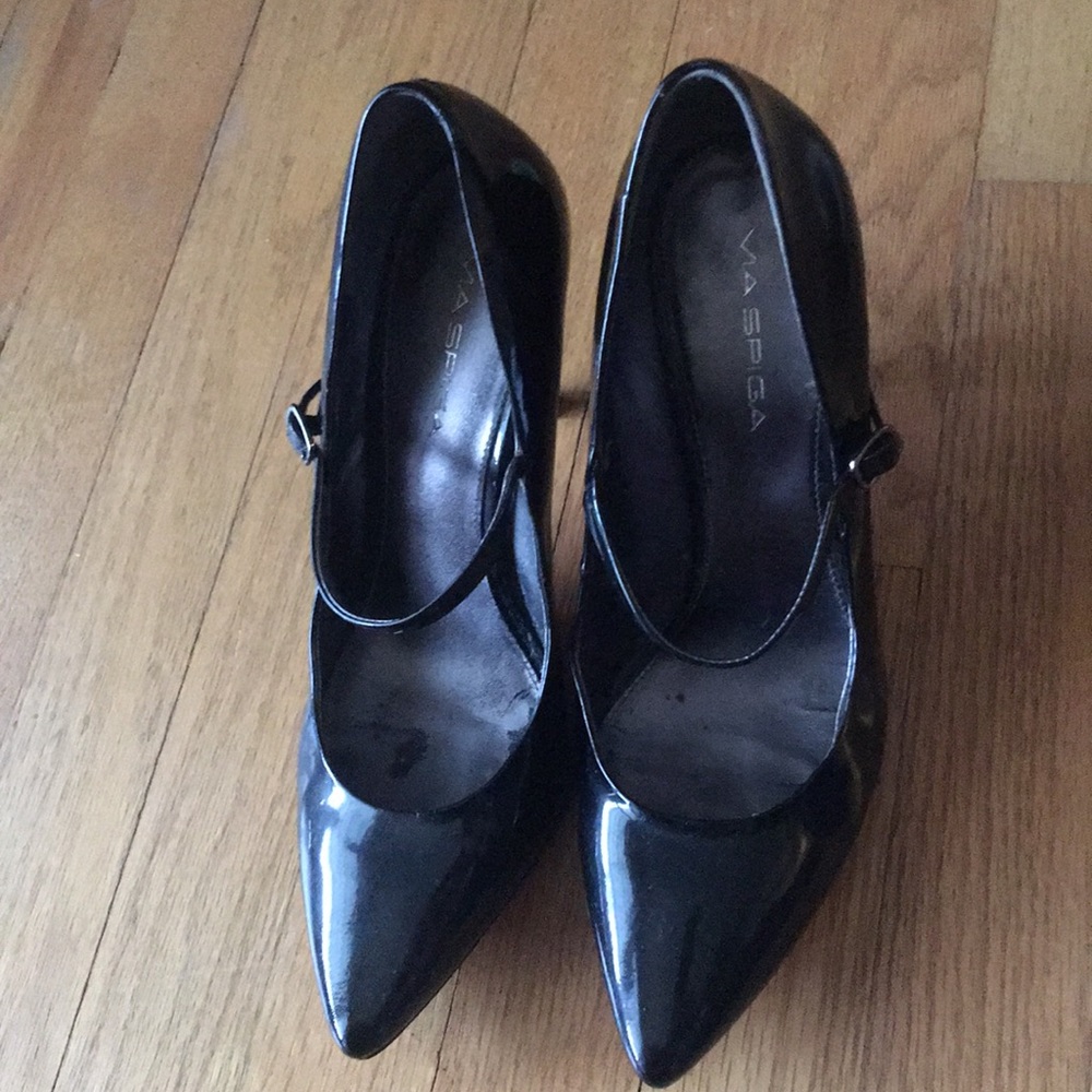 Via Spiga paten leather stilettos